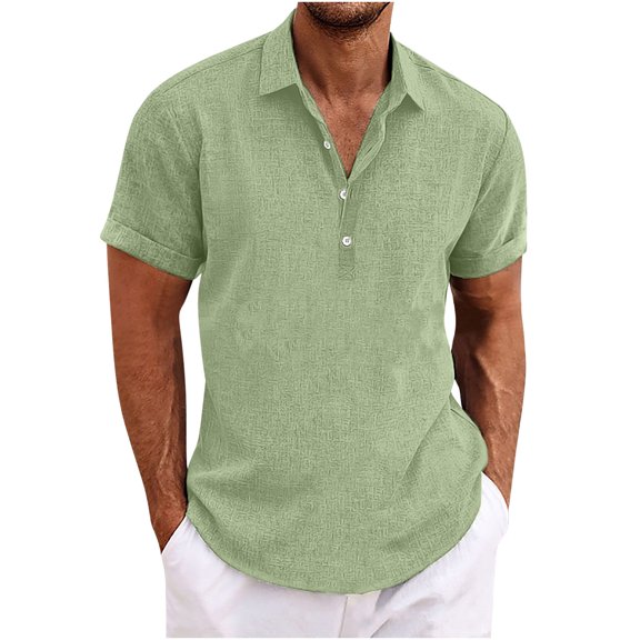Vivianyo HD Short Sleeve Button Down Casual Tee for Men Men Casual Solid Button Turndown Collar Long Sleeve With Blouses Shirts
