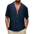 thumbnail image 1 of Vivianyo HD Short Sleeve Button Down Casual Tee for Men Mens Short Sleeve Button Up Shirts Hawaiian Textured Shirt Casual Solid Dress Shirt Shirts, 1 of 5