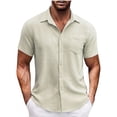 thumbnail image 1 of Vivianyo HD Short Sleeve Shirt for Men,Big Men Casual Fashion V-neck Sleeve Pullover Breathable Shirt Blouse Tops, 1 of 5