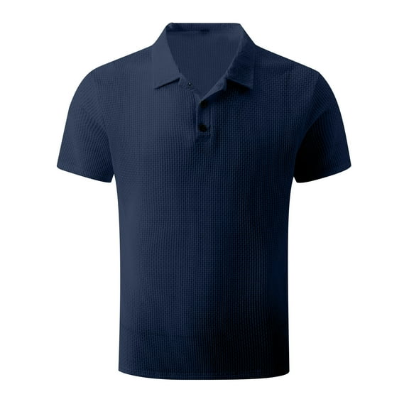 Vivianyo HD Short Sleeve Shirt for Men,Big Men's Casual Solid Color Button Short Sleeve Turndown Collar Blouse Shirt