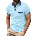 thumbnail image 1 of Vivianyo HD Short Sleeve Shirt for Men,Big Men's Striped Zip-Up Lapel Short-Sleeved Top Sports Lapel Top Shirt, 1 of 8