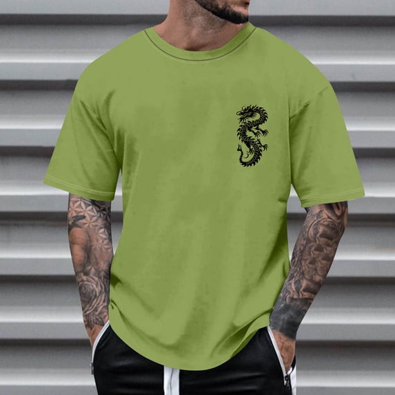 Vivianyo HD Short Sleeve Shirt for Men,Big Summer Fashion Casual Men's Round Neck Printed T-shirt Top