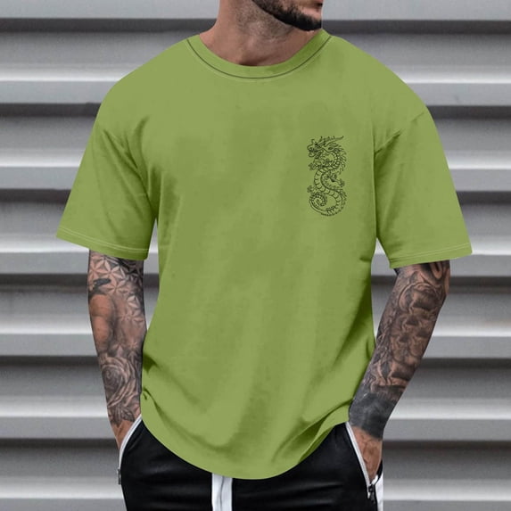 Vivianyo HD Short Sleeve Shirt for Men,Big Summer Fashion Casual Men's Round Neck Printed T-shirt Top