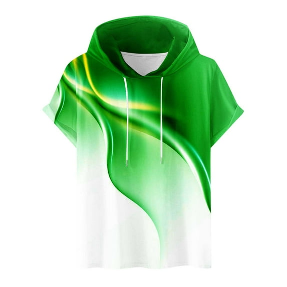 Vivianyo HD Short Sleeve Shirt for Men Men Casual Round Neck Digital Printing Pullover Fitness Sports Hooded Shorts Sleeves T Shirt Blouse
