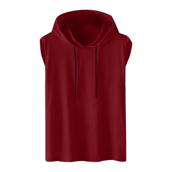 Vivianyo HD Short Sleeve Shirt for Men Men Casual Solid Fashion Hooded Pullover Sleeveless Sports T-Shirt Top