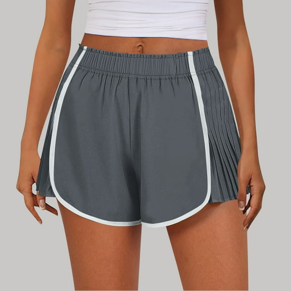Vivianyo HD Shorts for Women Summer Clearance Women's Summer Solid Color Sexy Elastic Waist Side Pleated Casual Shorts