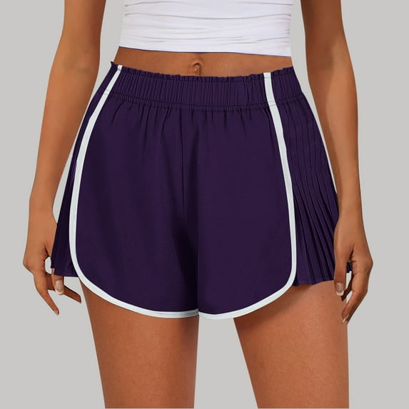 Vivianyo HD Shorts for Women Summer Clearance Women's Summer Solid Color Sexy Elastic Waist Side Pleated Casual Shorts