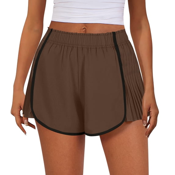 Vivianyo HD Shorts for Women Summer Clearance Women's Summer Solid Color Sexy Elastic Waist Side Pleated Casual Shorts