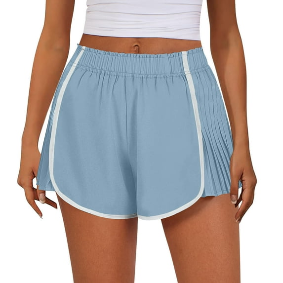 Vivianyo HD Shorts for Women Summer Clearance Women's Summer Solid Color Sexy Elastic Waist Side Pleated Casual Shorts