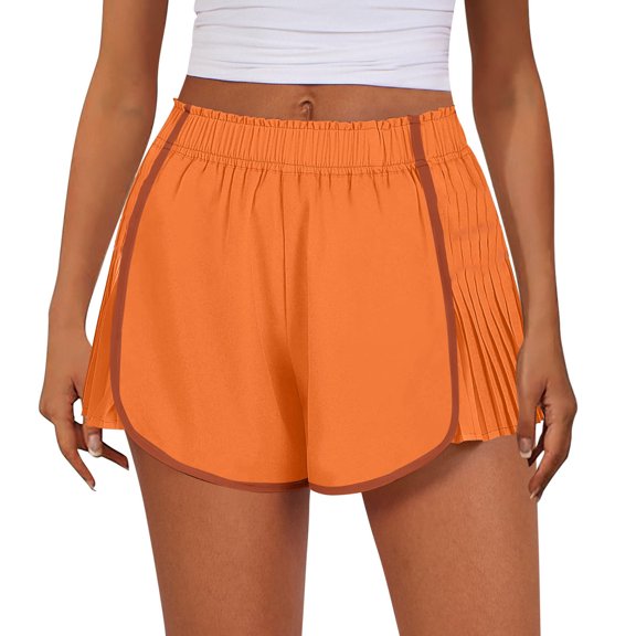 Vivianyo HD Shorts for Women Summer Clearance Women's Summer Solid Color Sexy Elastic Waist Side Pleated Casual Shorts