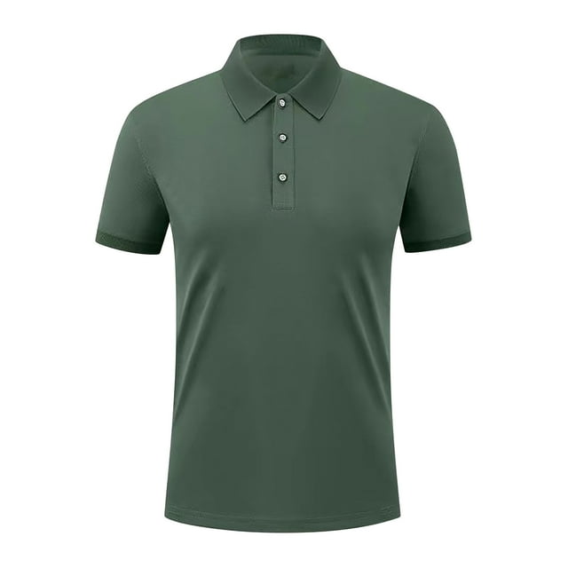 Vivianyo HD Summer Essential Men's Polo Tees Tops Men's Solid Color Casual Neck Turndown Collar Sleeved Tops Blouse