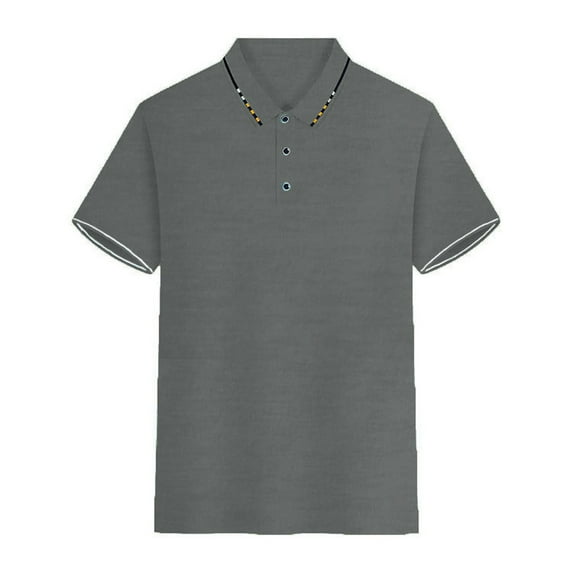 Vivianyo HD Summer Mens Sports Polo Shirts Trendy Fashion Casual Slim Turndown Collar Tops Solid Color Short Sleeve T Shirt Blouse Moisture-Wicking Performance Polo Shirt
