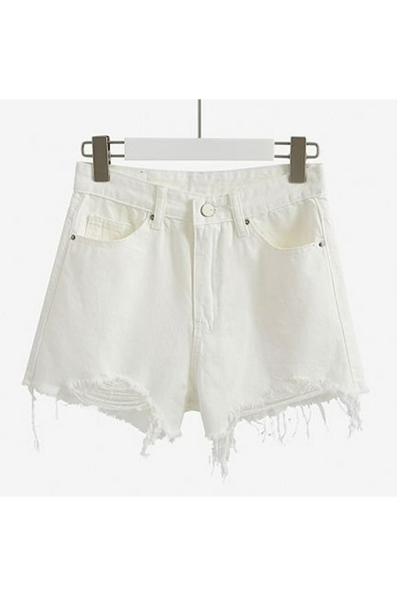 Summer Shorts for Women Women's Fashion Solid Color Irregularity Rough Selvedge Euryscelia Denim Shorts