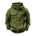 thumbnail image 1 of Vivianyo HD Tactical Hoodies for Men Zip Cargo Pullover Hoodies Workout Gym Sweatshirt Outdoor Military Hoodies Pockets Army Green, 1 of 5