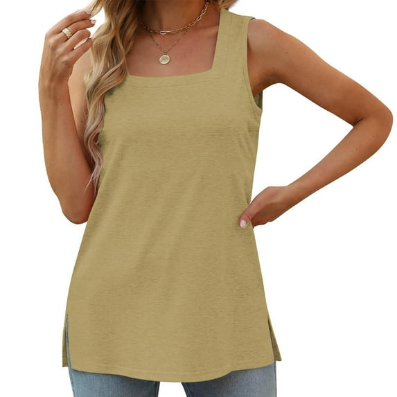 Vivianyo HD Trendy Women's Sleeveless Tank Tops Women's Fashion Casual Collar Comfortable Loose T-shirt Sleeveless Top