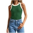 thumbnail image 1 of Vivianyo HD Trendy Women's Sleeveless Tank Tops Womens Summer Sleeveless Tank Tops Ribbed High Neck Racerback Slim Fitted Color Block Casual Shirts, 1 of 4