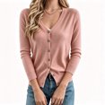 thumbnail image 1 of Vivianyo HD V Neck Cardigan Sweaters for Women, Long Sleeve Button Down Fall Sweaters for Women, Size XS-XL, 1 of 7