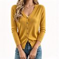 thumbnail image 1 of Vivianyo HD V Neck Cardigan Sweaters for Women, Long Sleeve Button Down Fall Sweaters for Women, Size XS-XL, 1 of 7