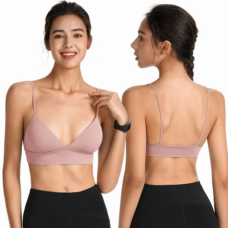 Vivianyo HD Women Bras Plus Size Woman V Cup Underwired Sleep Seamless  Underwear Soft Comfortable Bra Rollbacks Pink