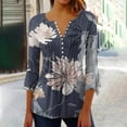 thumbnail image 1 of Vivianyo HD Women's 3/4 Sleeve Blouse Women Fashion Printed Casual V-Neck Short Sleeve Loose T-Shirt Blouse Tops, 1 of 5