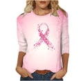 thumbnail image 1 of Vivianyo HD Women's 3/4 Sleeve Graphic Print Top, Straight Hem Crew Neck Pullover Blouse, Casual Tee for Charity Event and Daily Social Gathering, Sizes S-5XL, 1 of 5