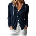 thumbnail image 1 of Vivianyo HD Women's Button‑Front Hooded Cardigan Sweater, Long Sleeve Fall Sweater For Women, Sizes S-2XL, 1 of 9