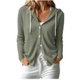 thumbnail image 1 of Vivianyo HD Women's Button‑Front Hooded Cardigan Sweater, Long Sleeve Fall Sweater For Women, Sizes S-2XL, 1 of 8
