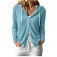 thumbnail image 1 of Vivianyo HD Women's Button‑Front Hooded Cardigan Sweater, Long Sleeve Fall Sweater For Women, Sizes S-2XL, 1 of 9