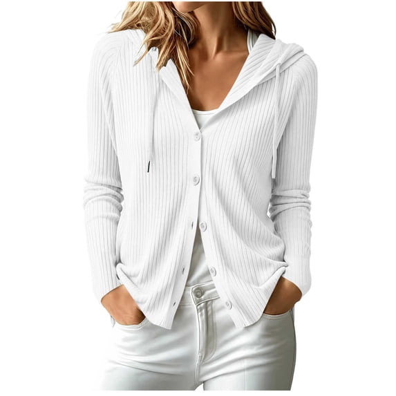 Vivianyo HD Women's Button‑Front Hooded Cardigan Sweater, Long Sleeve Fall Sweater For Women, Sizes S-2XL