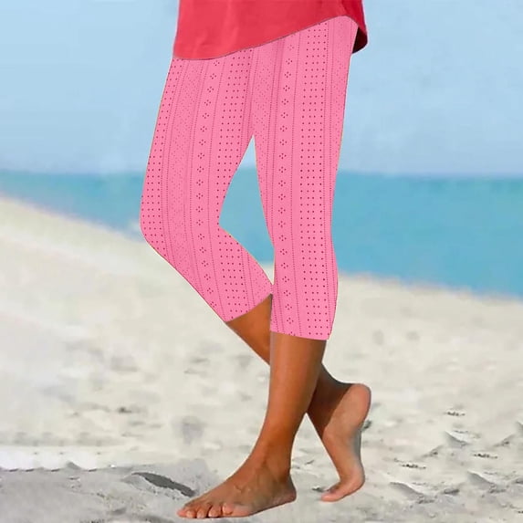Vivianyo HD Women's Capri Pants Clearance Women’s Elastic Waist Summer Solid Casual With Outing Capris Pants