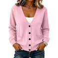 thumbnail image 1 of Vivianyo HD Women's Cardigan Sweater with V‑Neck, Long Sleeve Button Front Basic Fall Sweater For Women with Pockets, Sizes S-3XL, 1 of 7