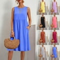 thumbnail image 1 of Vivianyo HD Women's Casual Sleeveless Empire Waist Midi Dress, Round Neck with Side Pockets, Women's Purple, Sizes S-5XL, 1 of 10