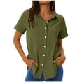 thumbnail image 1 of Vivianyo HD Women's Collared Quick Dry Sun Protection Tops, Button Short Sleeve Solid Athletic Hiking Shirts for Women, Women's Army Green, Sizes S-3XL, 1 of 9