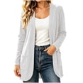 thumbnail image 1 of Vivianyo HD Women's Corduroy Open Front Cardigan with Pockets, Long Sleeve Curved Hem Sweater Jacket, Fall Outerwear for Office Layering and Weekend Plans, Size S-XL, 1 of 8