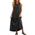 thumbnail image 1 of Vivianyo HD Women's Crew Neck Denim Maxi Dress, Sleeveless Loose Straight Casual Summer Long Dresses for Women Vacaton, Sizes S-5XL, 1 of 7
