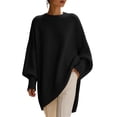thumbnail image 1 of Vivianyo HD Women's Crew Neck Oversized Knit Tunic Sweater, Batwing Long Sleeve Loose Fit Pullover For Women, Fall Winter Longline Top for Brunch Meetings and City Walks, Size S-3XL, 1 of 7