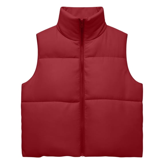 Vivianyo HD Women's Cropped Puffer Vest, Stand Collar Sleeveless Zip Up Winter Coat for Women, Sizes S-2XL