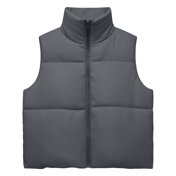 Vivianyo HD Women's Cropped Puffer Vest, Stand Collar Sleeveless Zip Up Winter Coat for Women, Sizes S-2XL