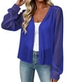 thumbnail image 1 of Vivianyo HD Women's Fall Casual Cropped Sheer Chiffon Cardigan, Womens Long Elastic Cuff Open Front Short Layering, Women's Blue, Sizes S-3XL, 1 of 5