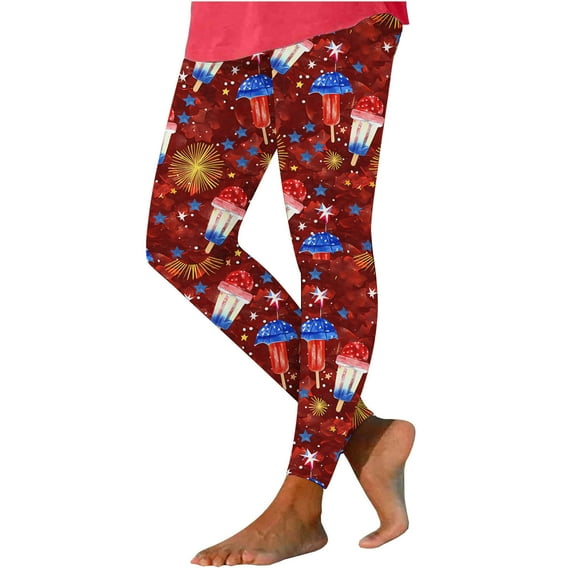 Vivianyo HD Women's Independence Day Yoga Patriotic Pants Fashion Casual 4Th Of July American Flag Print Leggings with Yoga Sport Elastic Slim Pants（All Colors and Sizes）