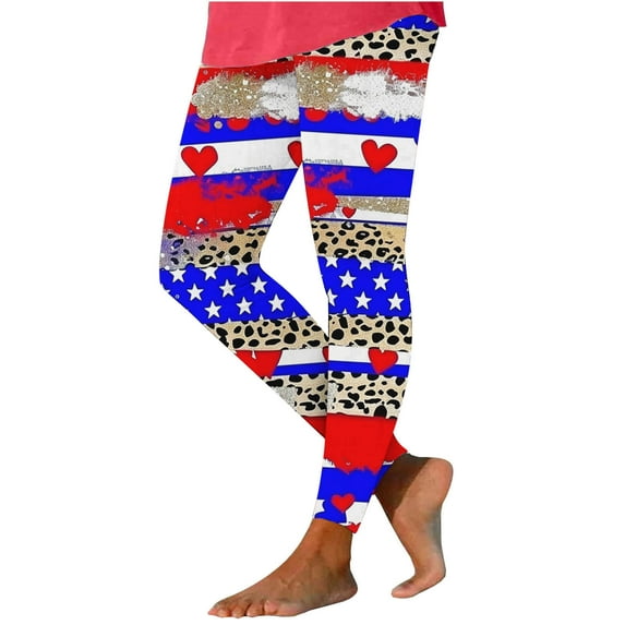 Vivianyo HD Women's Independence Day Yoga Patriotic Pants Fashion Casual 4Th Of July American Flag Print Leggings with Yoga Sport Elastic Slim Pants(All Colors and Sizes)