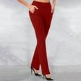 thumbnail image 1 of Vivianyo HD Women's Long Trousers Women's Fashion Casual Temperament Solid Micro Pull Slim Flare Trousers Pants, 1 of 5