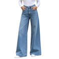 thumbnail image 1 of Vivianyo HD Women's Mid‑Rise Wide Leg Jeans with Pockets, Full‑Length Casual Pants For Women, Sizes XXS-XL, 1 of 7