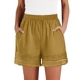 thumbnail image 1 of Vivianyo HD Women's Multi-Layer Fringe Wide Lace Hem Drawstring Casual Shorts, Elastic Waist Loose Fit Summer Short Trousers with Pockets for Outdoor Picnic Weekend Leisure Wear, Sizes S-3XL, 1 of 5