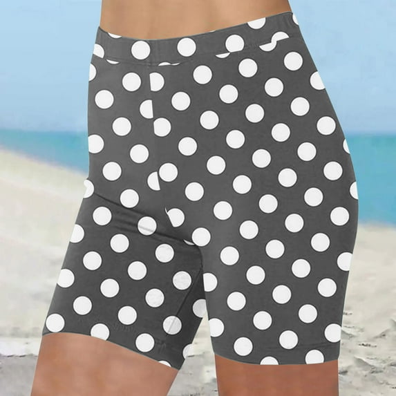 Vivianyo HD Women's Plus Size Summer High Waisted Print Shorts Summer Casual Stretch Short Sport Shorts