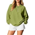 thumbnail image 1 of Vivianyo HD Women's Over Size Drop Shoulder Quarter Zip Fall Sweatshirt, Womens Stand Collar Ribbed Cuff and Hem Solid Winter Pullover Tops for Loungewear, Women's Army Green, Sizes S-2XL, 1 of 5