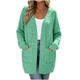 thumbnail image 1 of Vivianyo HD Women's Solid Long Sleeve Open Front Cardigan with Pockets, Fall Loose Mid Length Sweater Coat for Women, Womens Outerwear for Daily Errands and Casual Meetups, Size S-2XL, 1 of 8