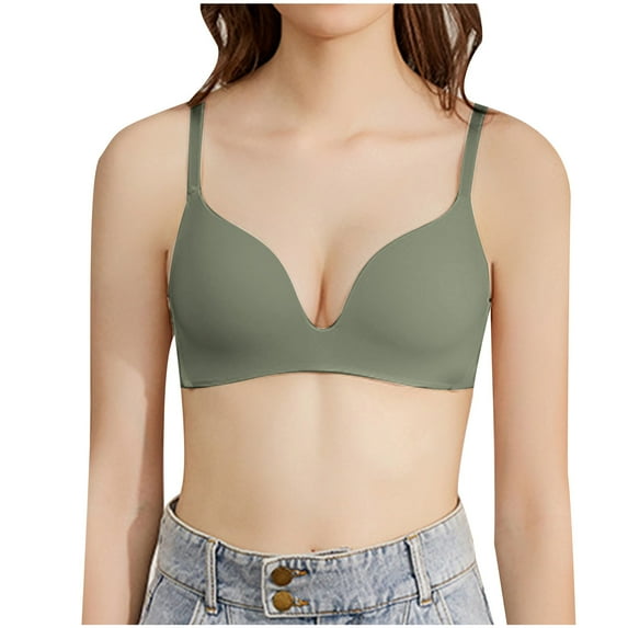 Vivianyo HD Women's Ultra Light Bra, Underwire T-shirt Bra, Convertible Straps Green