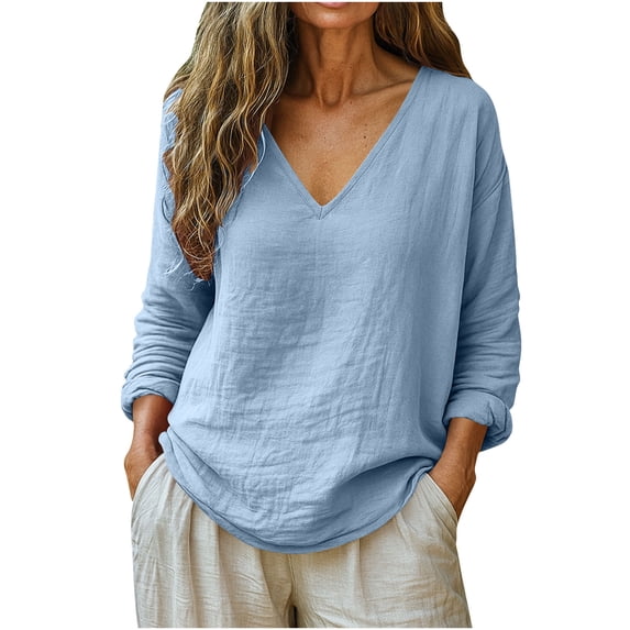 Vivianyo HD Women's V-Neck Long Sleeve Casual Blouse, Casual Textured Top For Women Everyday Wear, Women's Dark Gray, Sizes S-5XL