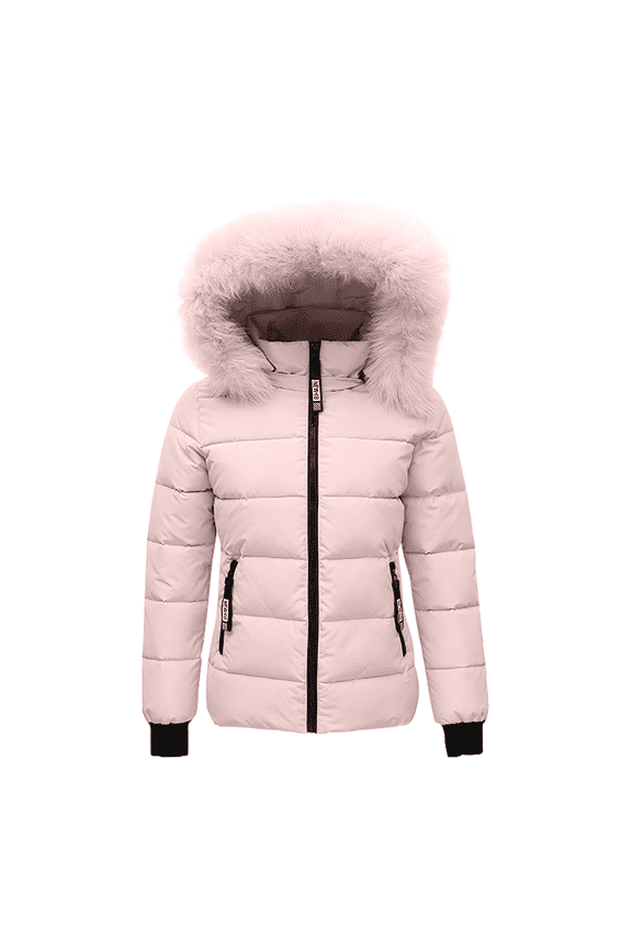 Women's Waterproof Ski Jacket Warm Puffer Jacket Thick Hooded Winter Coat Pink